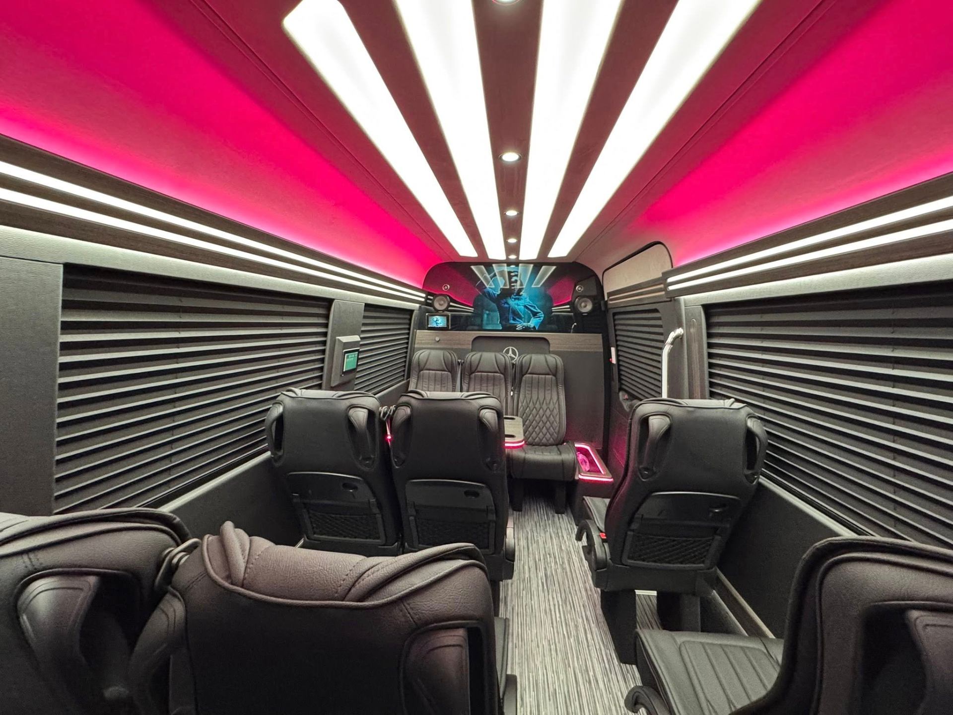 Executive Sprinter interior with ambient lighting