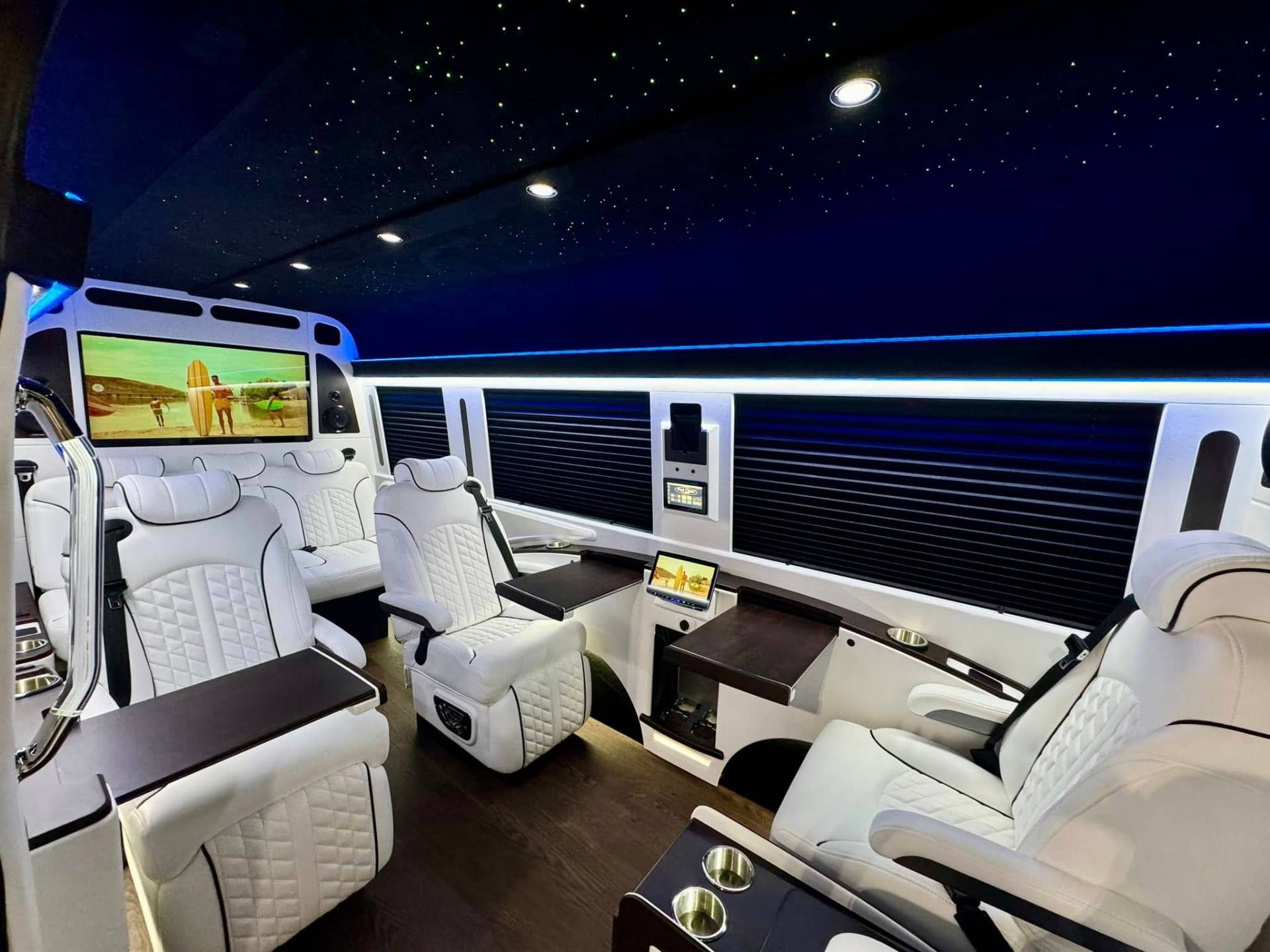 Mercedes-Benz Sprinter luxury interior with ambient lighting - Empress Elite
